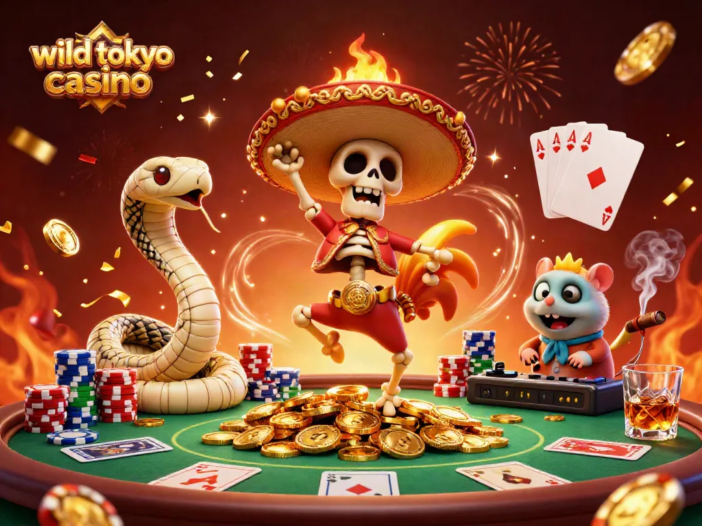 Experience the thrill of wild tokyo casino with a vibrant illustrated scene celebrating gaming victories!